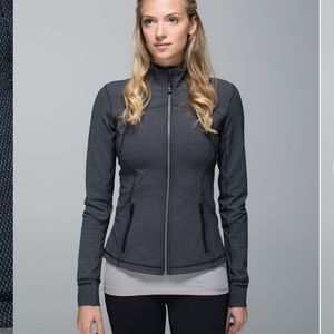 Lululemon Black and Grey Diamond Dot Textured Full Zip Forme Jacket II 8/Medium